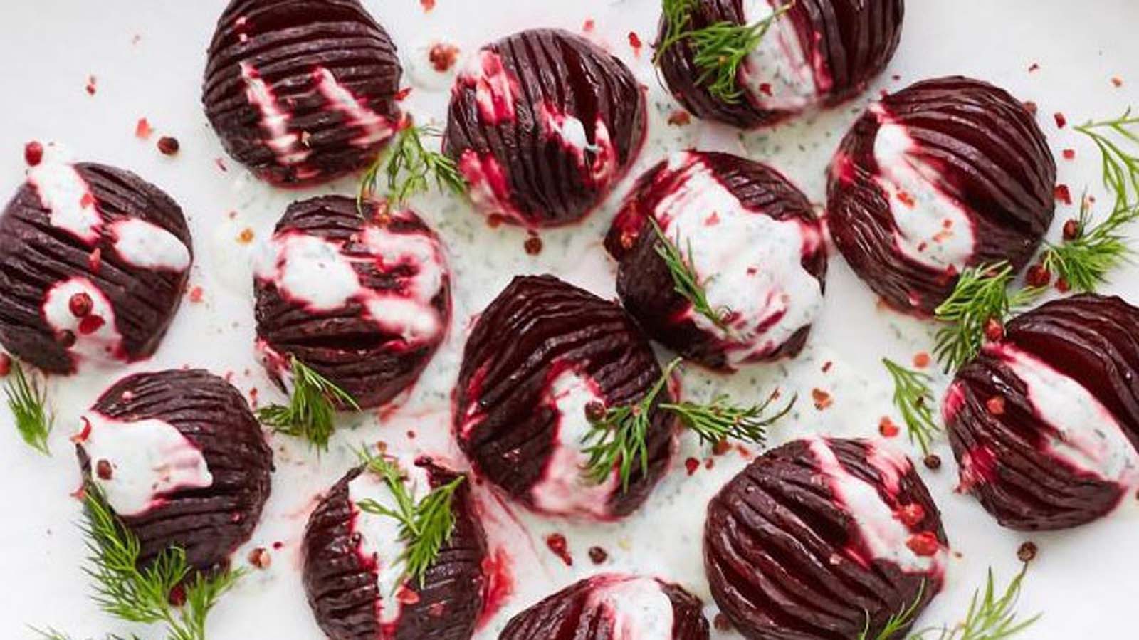 A vibrant South African beetroot side salad dressed with light vinaigrette for a braai barbecue.