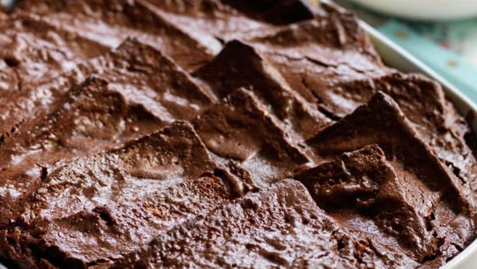 A decadent baked chocolate bread and butter pudding rich with melted cocoa.