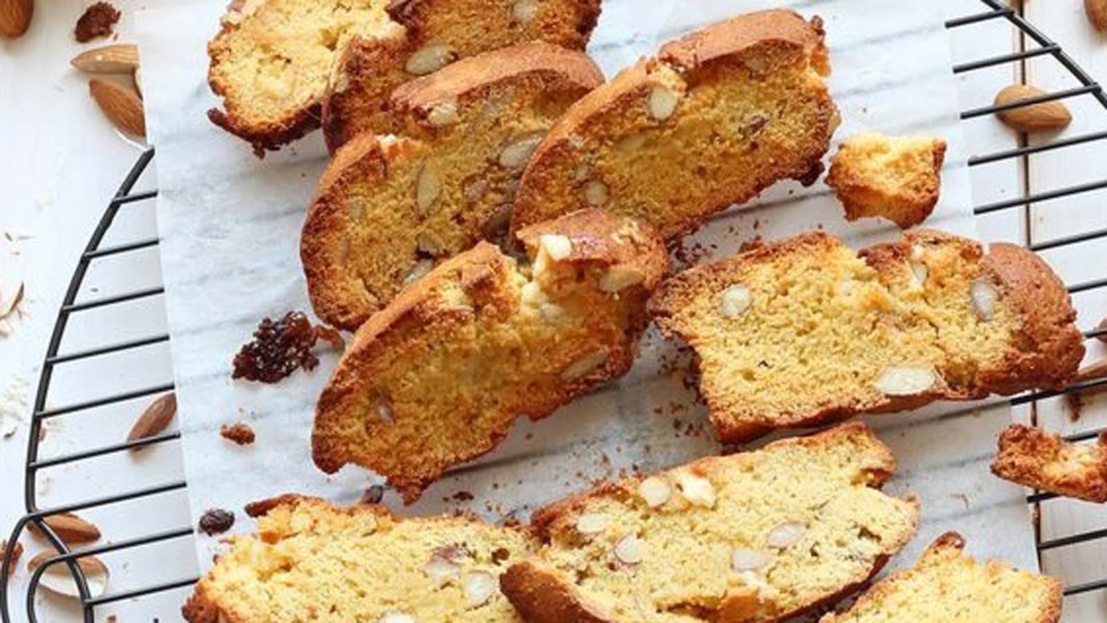 Crunchy twice-baked Italian almond biscotti biscuits perfect for dipping in coffee.
