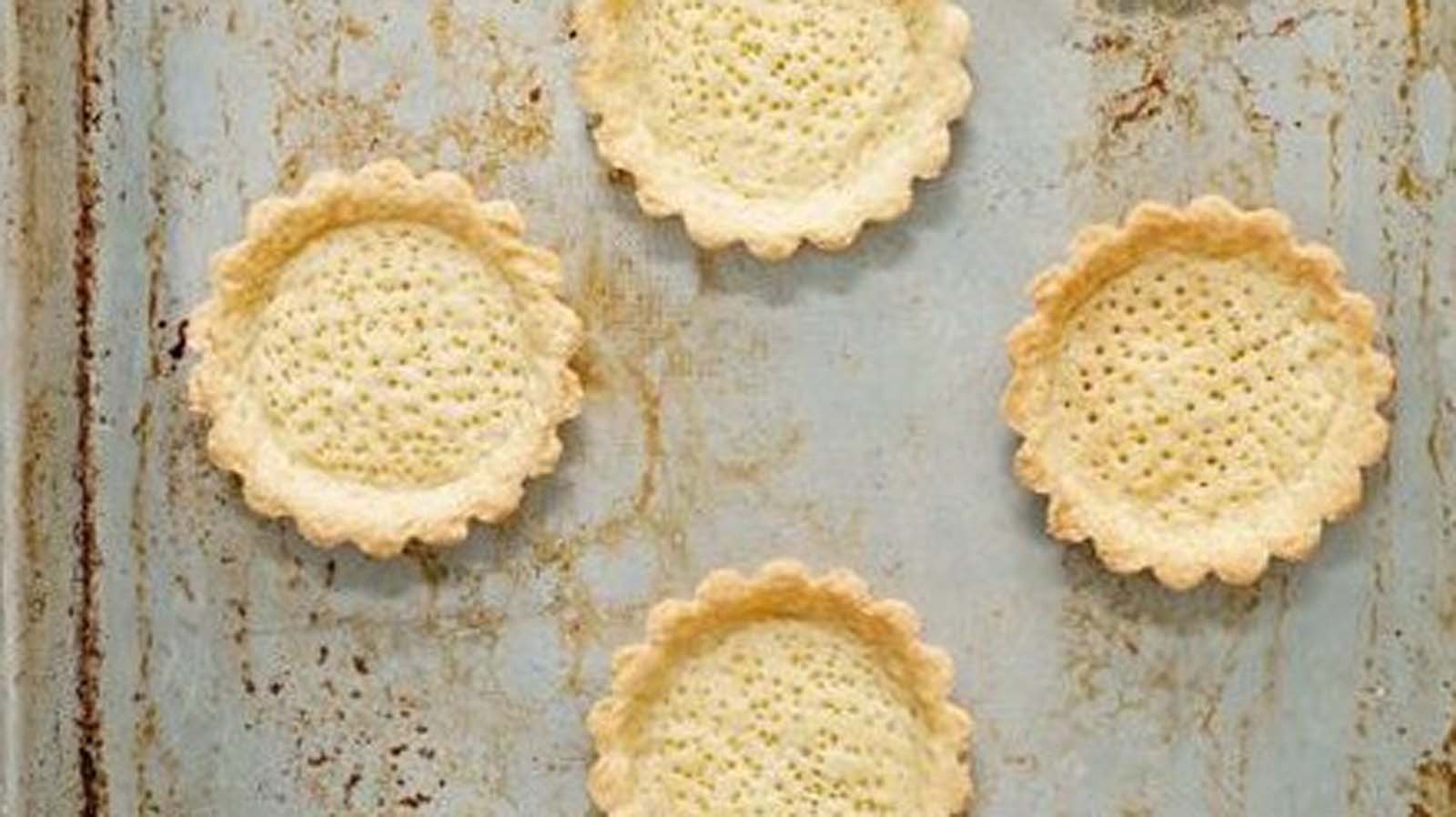 A perfectly baked, crisp and sweet pate sucre pastry tart shell base.