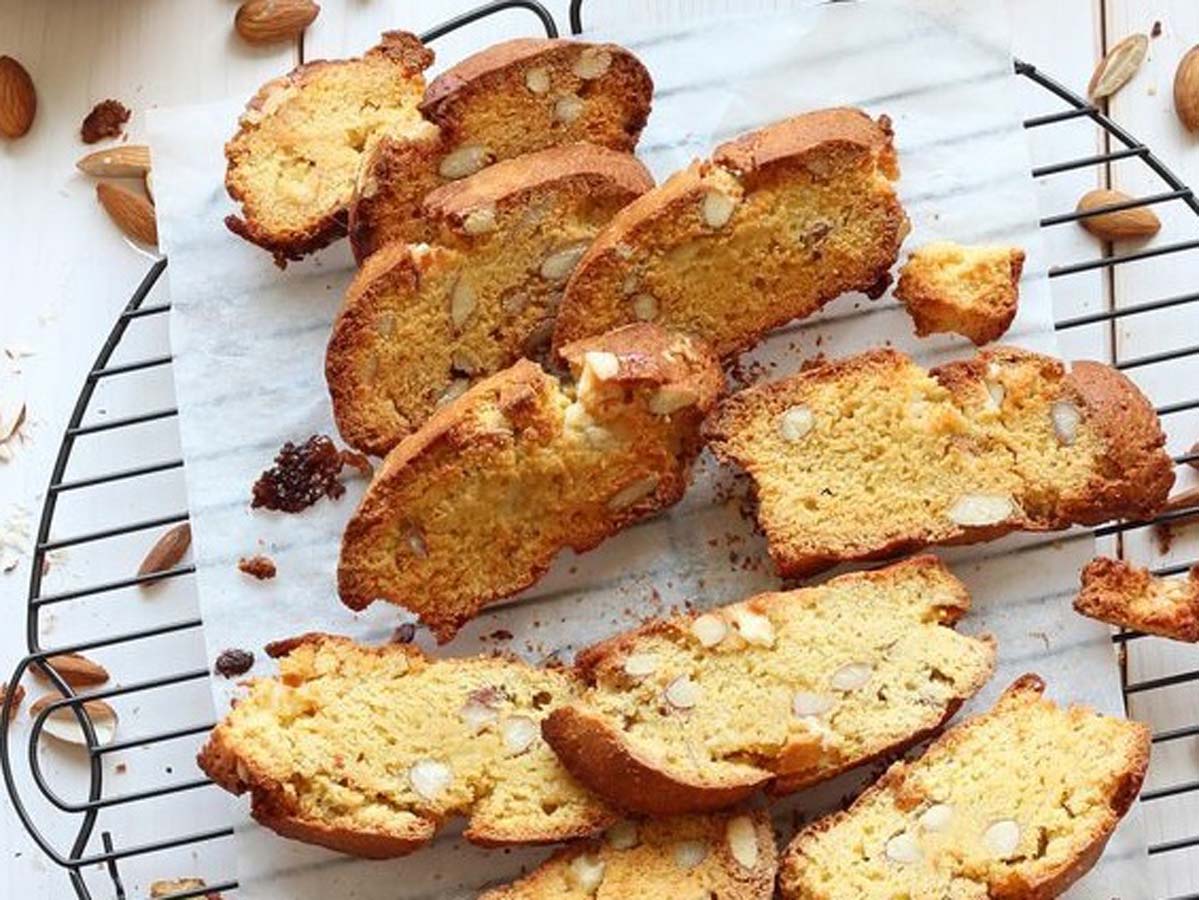 Crunchy twice-baked Italian almond biscotti biscuits perfect for dipping in coffee.