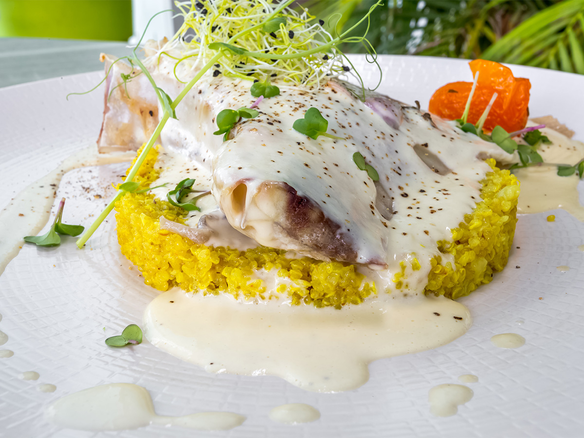 A classic rich and smooth French sauce beurre blanc white wine butter sauce gravy.