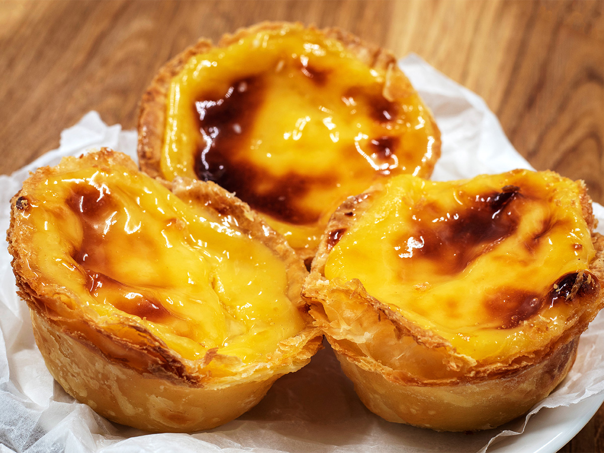 A traditional smooth and velvety baked South African velvet pudding dessert custard cream.